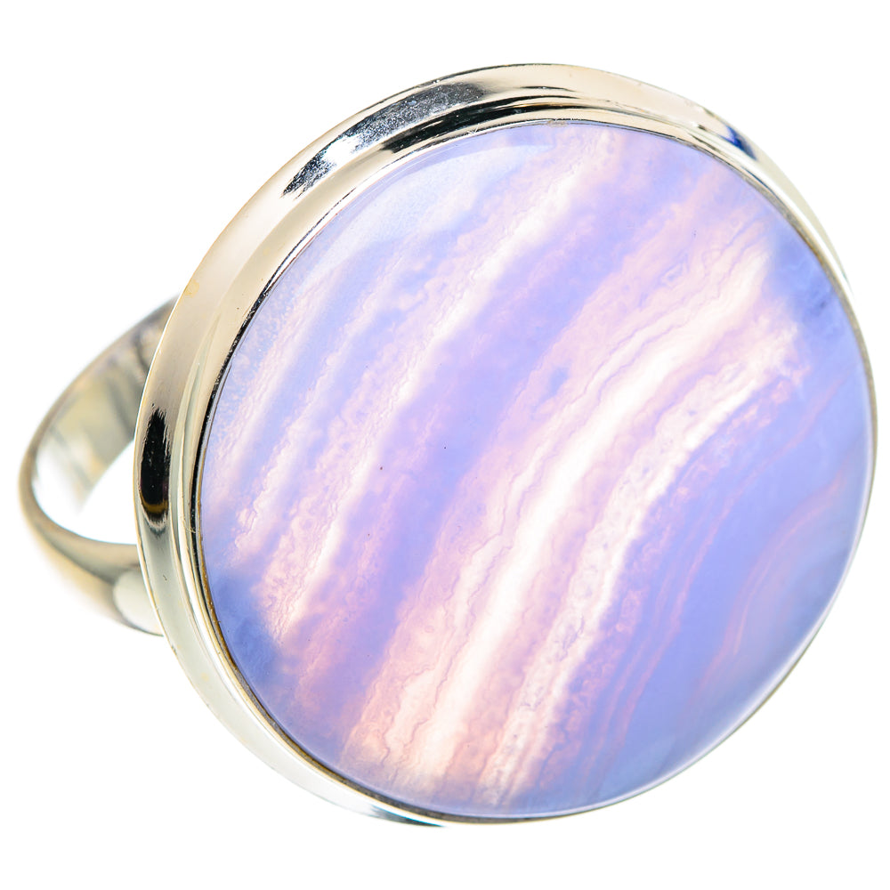 Blue Lace Agate Rings handcrafted by Anasilvercos - RING89945