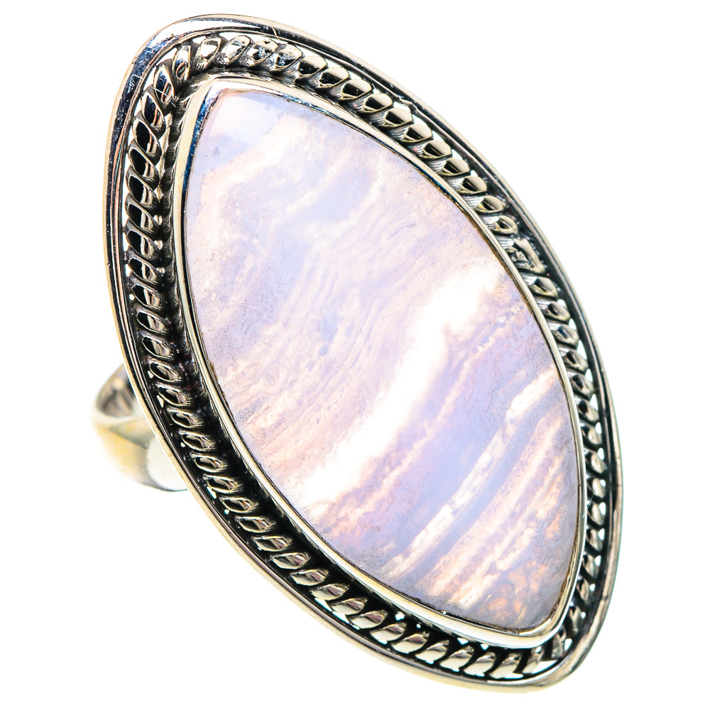 Blue Lace Agate Rings handcrafted by Anasilvercos - RING89947