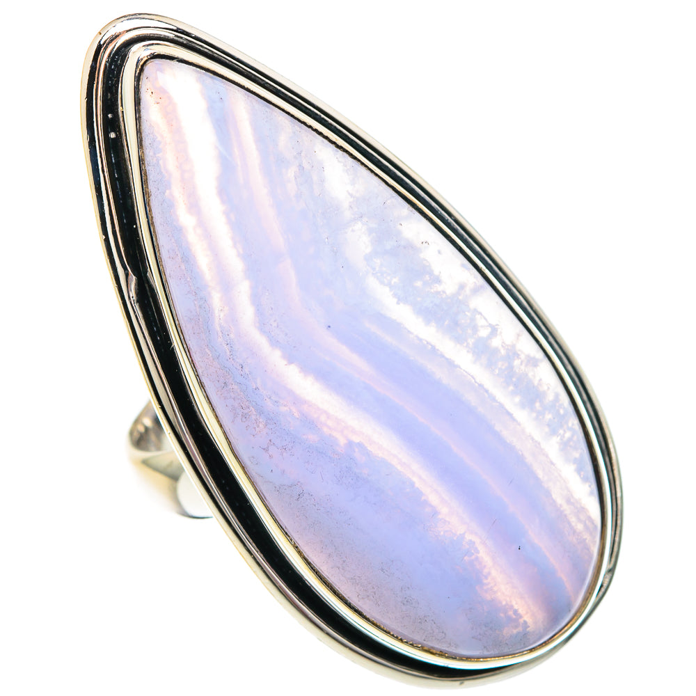 Blue Lace Agate Rings handcrafted by Anasilvercos - RING89979
