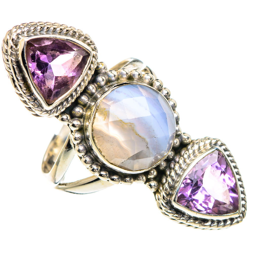 Blue Lace Agate Rings handcrafted by Anasilvercos - RING89988