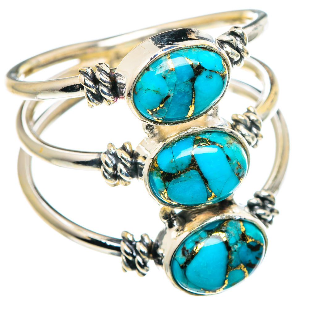 Blue Copper Composite Turquoise Rings handcrafted by Anasilvercos - RING89994