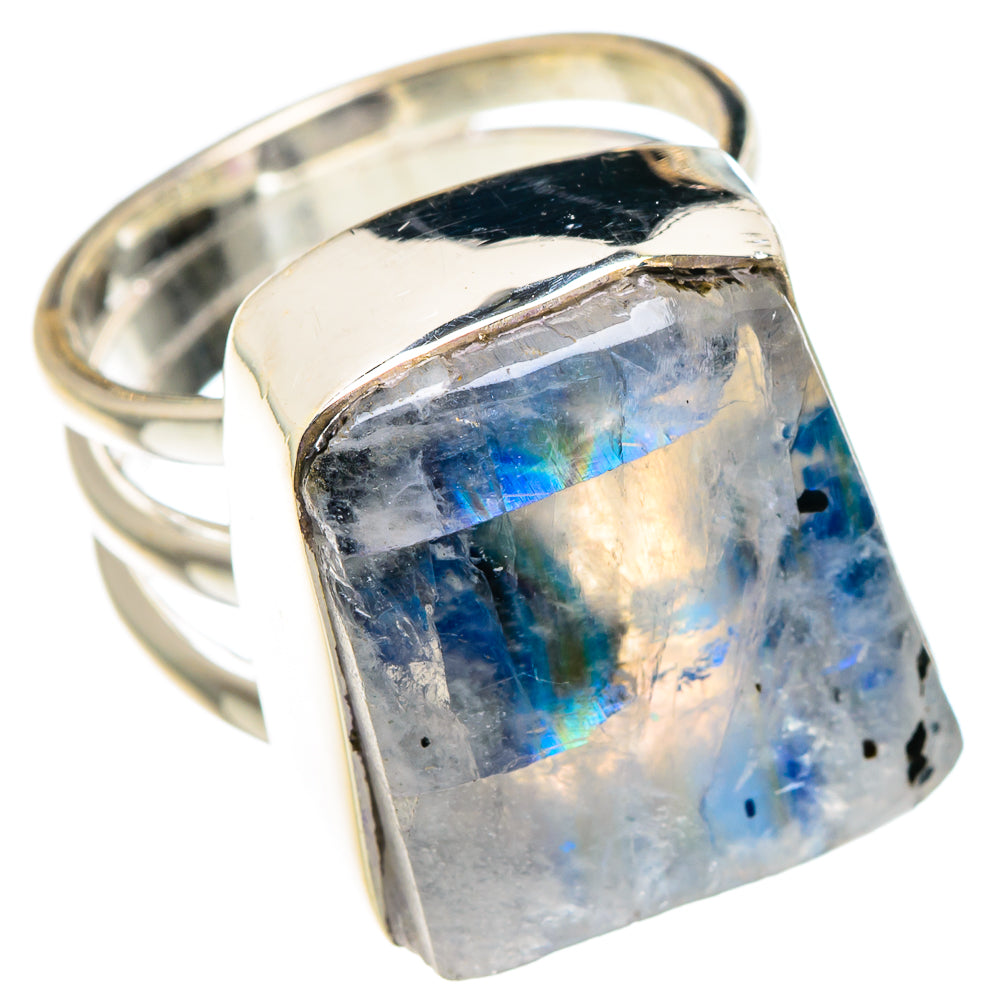Rainbow Moonstone Rings handcrafted by Anasilvercos - RING90019