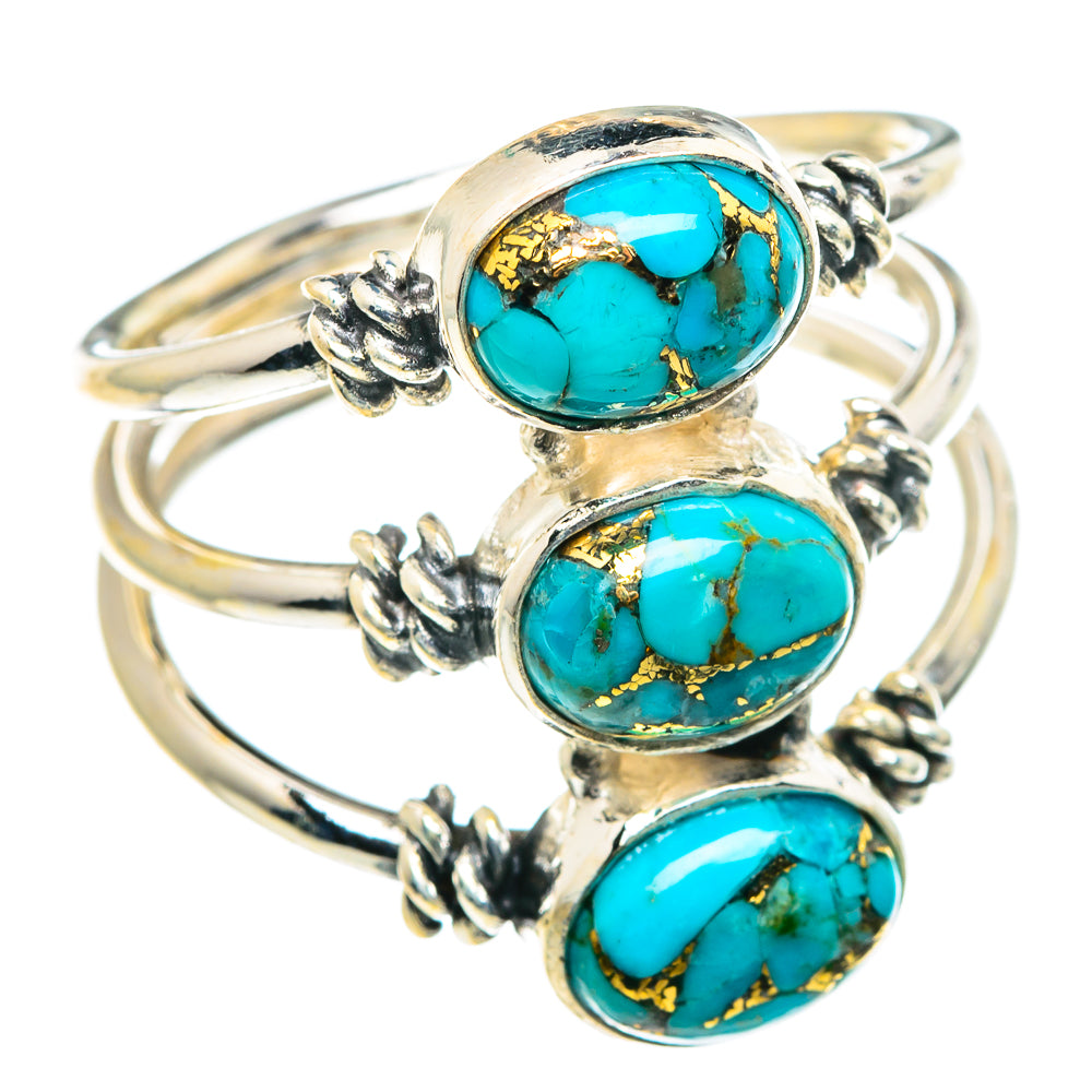 Blue Copper Composite Turquoise Rings handcrafted by Anasilvercos - RING90140