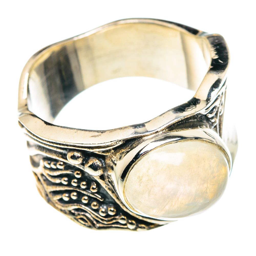 Rainbow Moonstone Rings handcrafted by Anasilvercos - RING90226