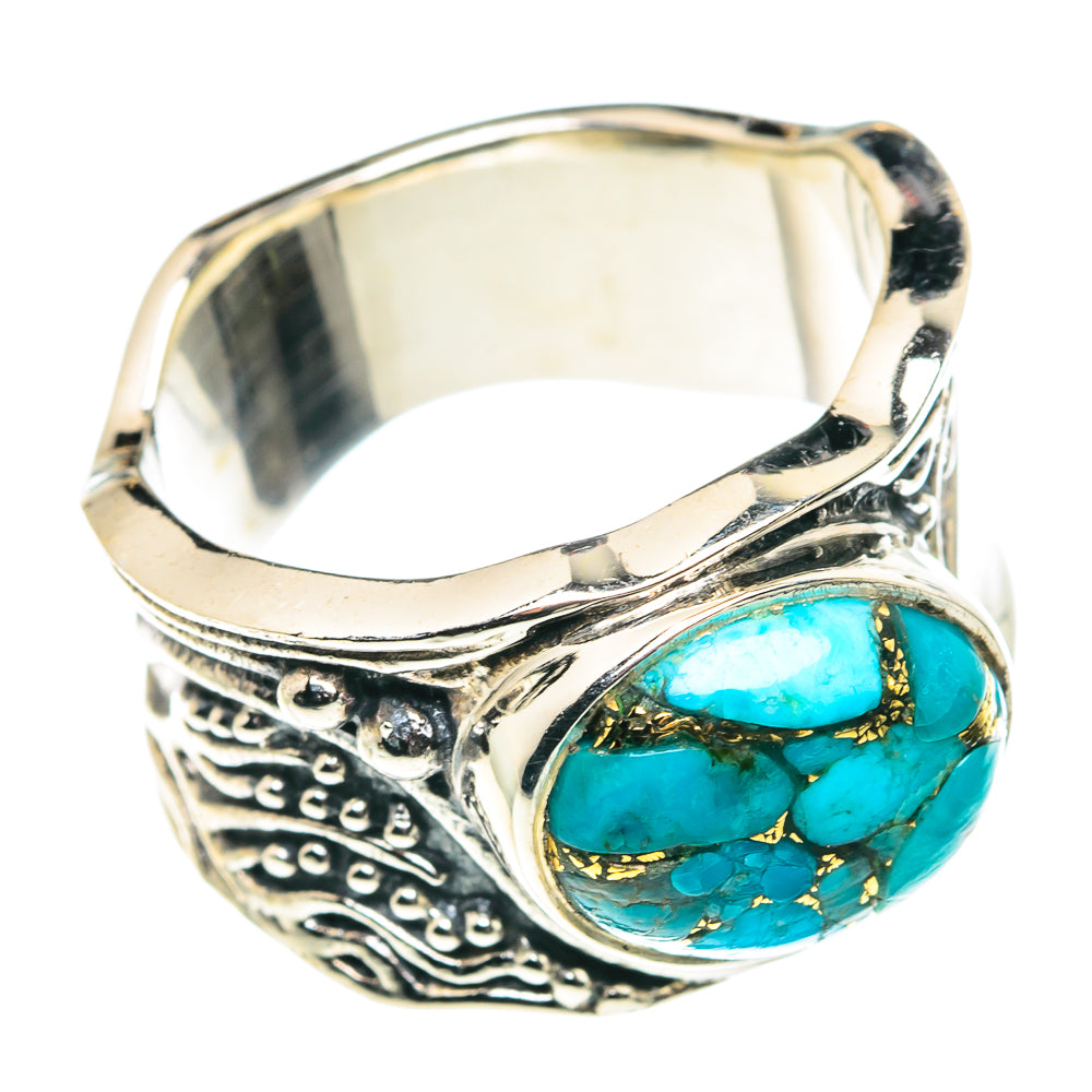 Blue Copper Composite Turquoise Rings handcrafted by Anasilvercos - RING90232