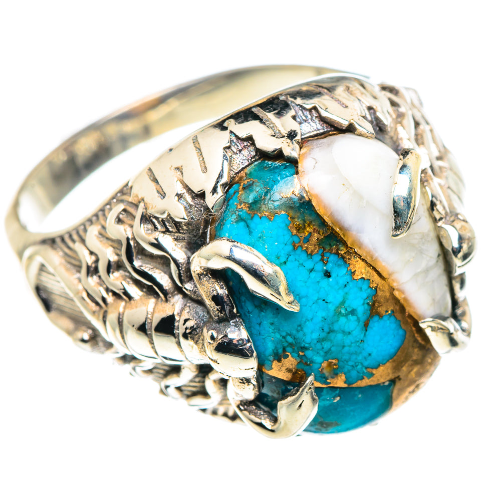 Blue Copper Composite Turquoise Rings handcrafted by Anasilvercos - RING90283