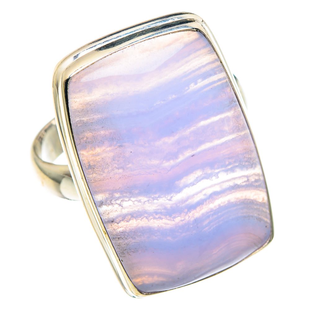 Blue Lace Agate Rings handcrafted by Anasilvercos - RING90309