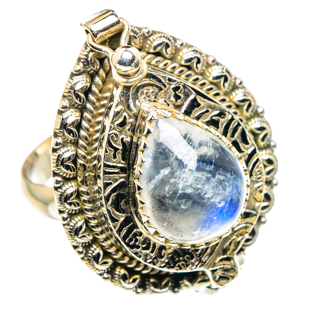 Rainbow Moonstone Rings handcrafted by Anasilvercos - RING90310