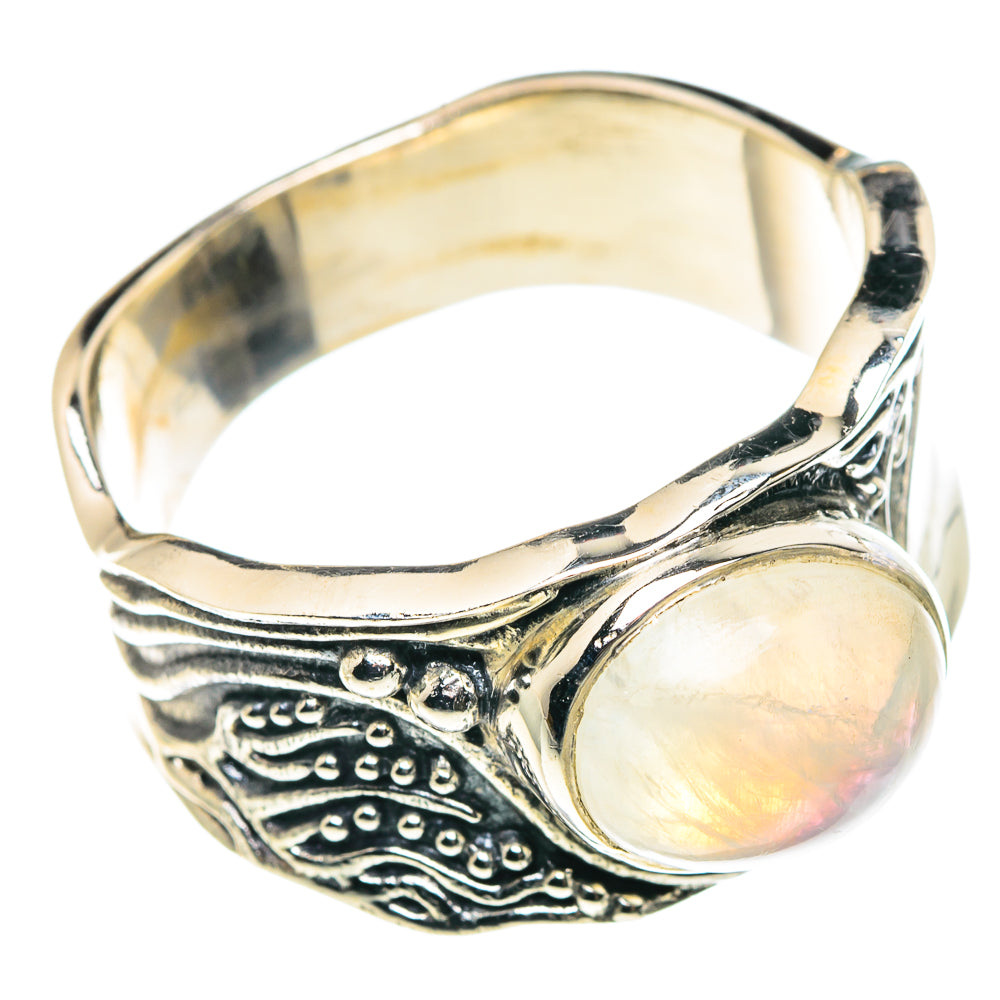 Rainbow Moonstone Rings handcrafted by Anasilvercos - RING90453