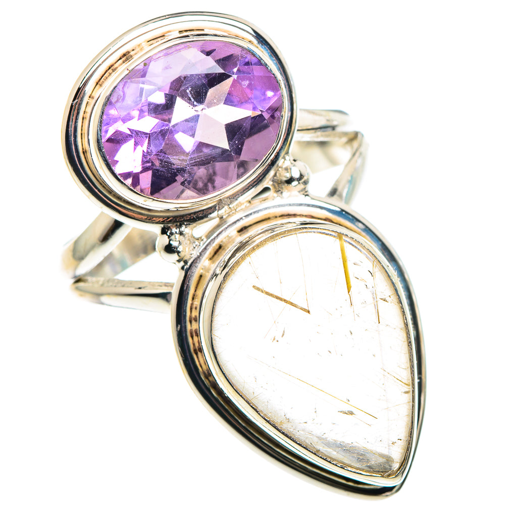 Rutilated Quartz, Amethyst Rings handcrafted by Anasilvercos - RING90533