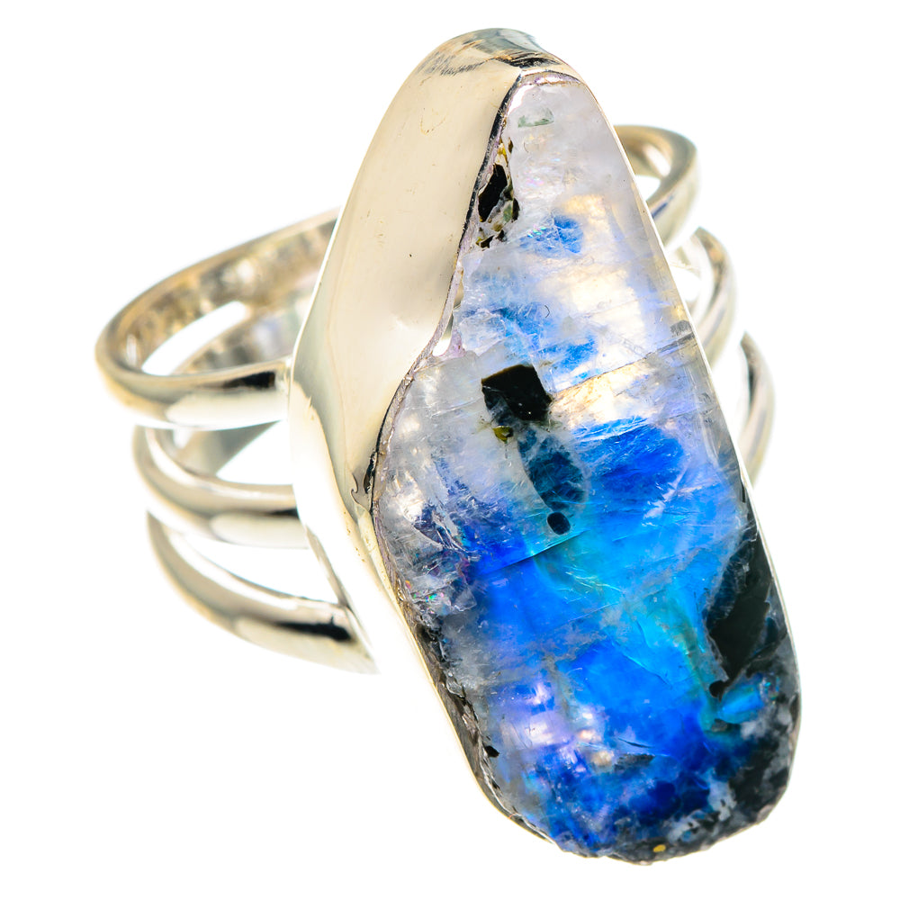 Rainbow Moonstone Rings handcrafted by Anasilvercos - RING90579