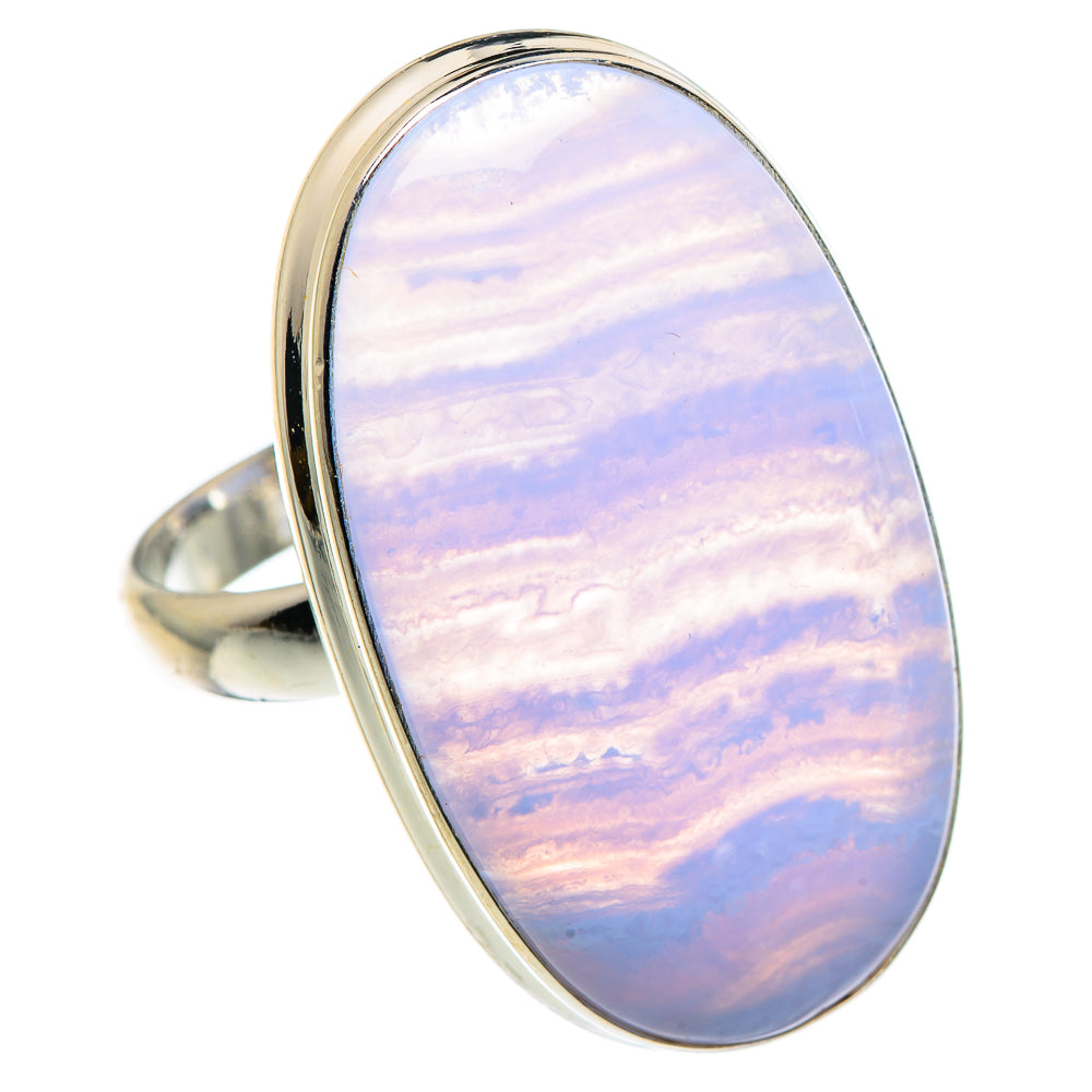 Blue Lace Agate Rings handcrafted by Anasilvercos - RING90580