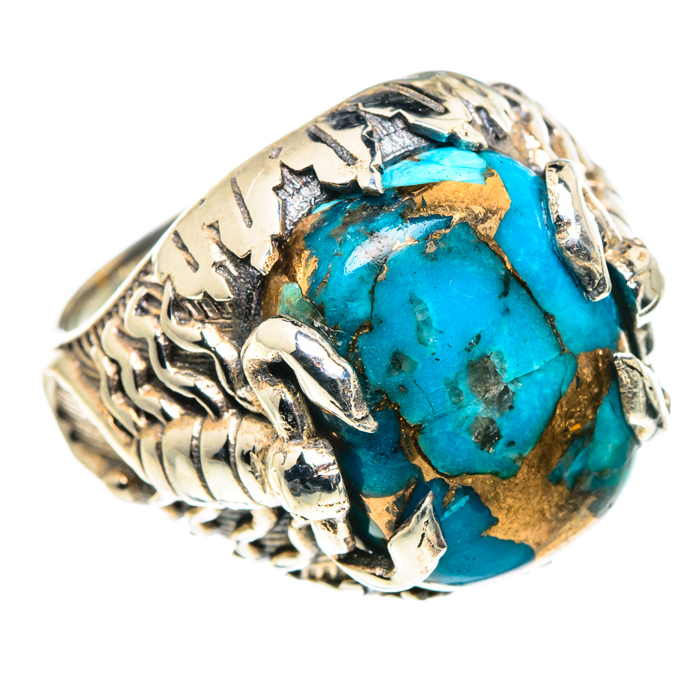 Blue Copper Composite Turquoise Rings handcrafted by Anasilvercos - RING90592