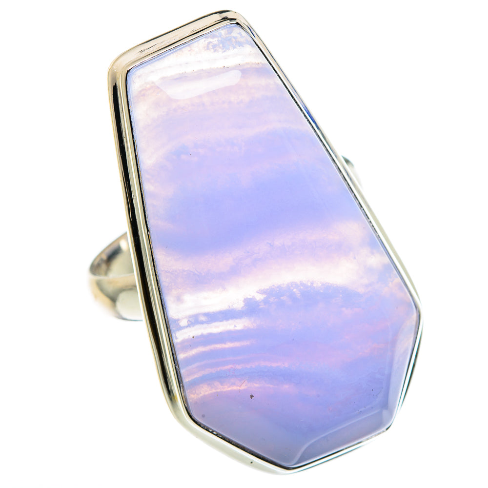 Blue Lace Agate Rings handcrafted by Anasilvercos - RING90618