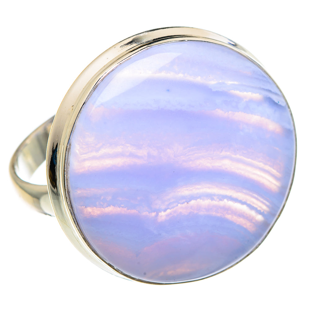Blue Lace Agate Rings handcrafted by Anasilvercos - RING90619