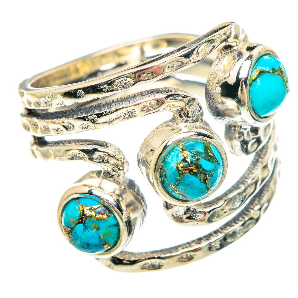 Blue Copper Composite Turquoise Rings handcrafted by Anasilvercos - RING90725