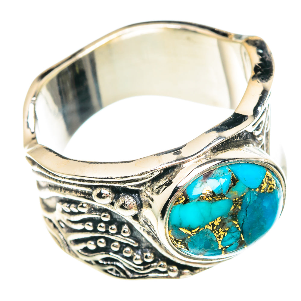 Blue Copper Composite Turquoise Rings handcrafted by Anasilvercos - RING90807