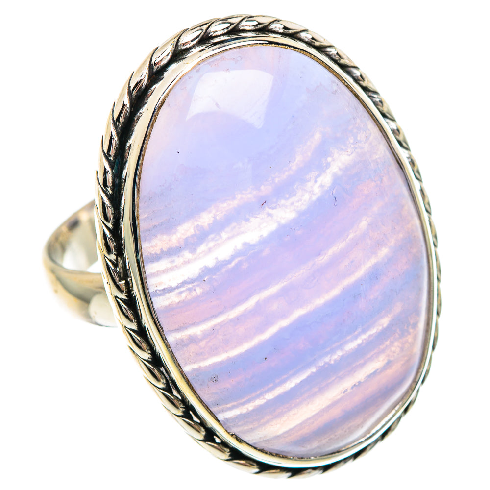 Blue Lace Agate Rings handcrafted by Anasilvercos - RING90835