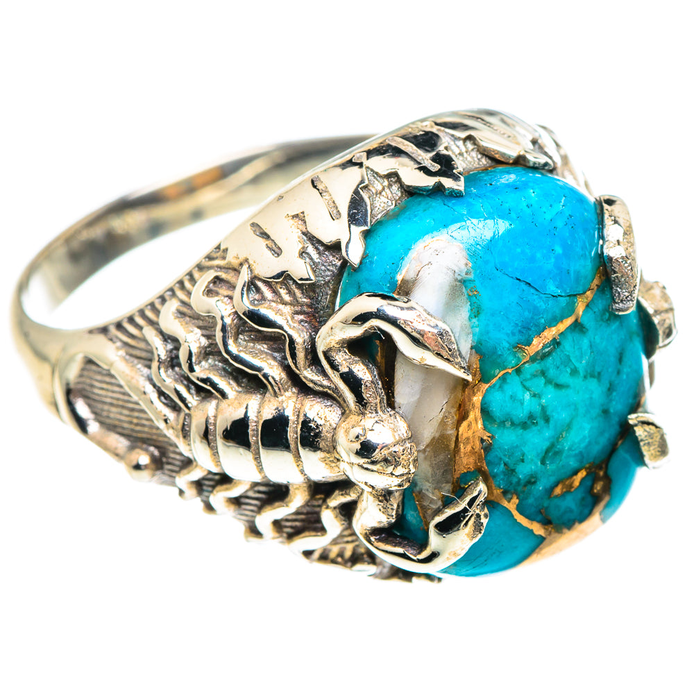 Blue Copper Composite Turquoise Rings handcrafted by Anasilvercos - RING90847