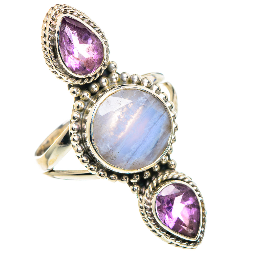 Blue Lace Agate Rings handcrafted by Anasilvercos - RING90882