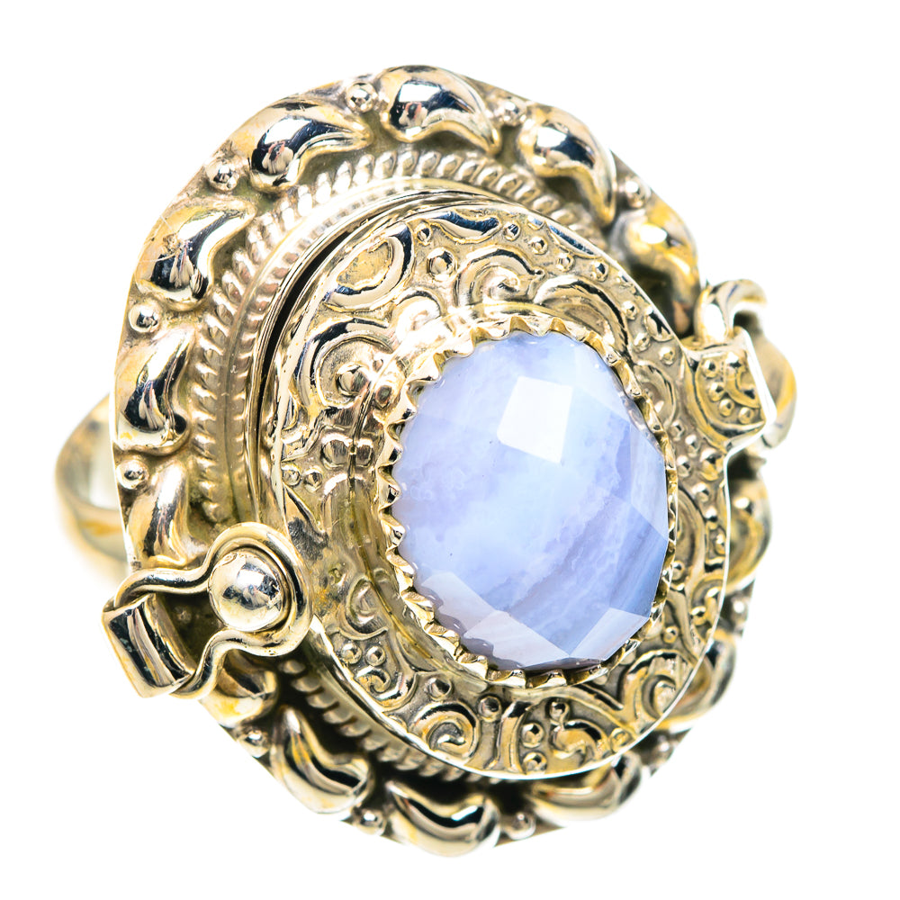 Blue Lace Agate Rings handcrafted by Anasilvercos - RING90890