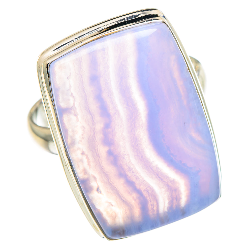 Blue Lace Agate Rings handcrafted by Anasilvercos - RING90894