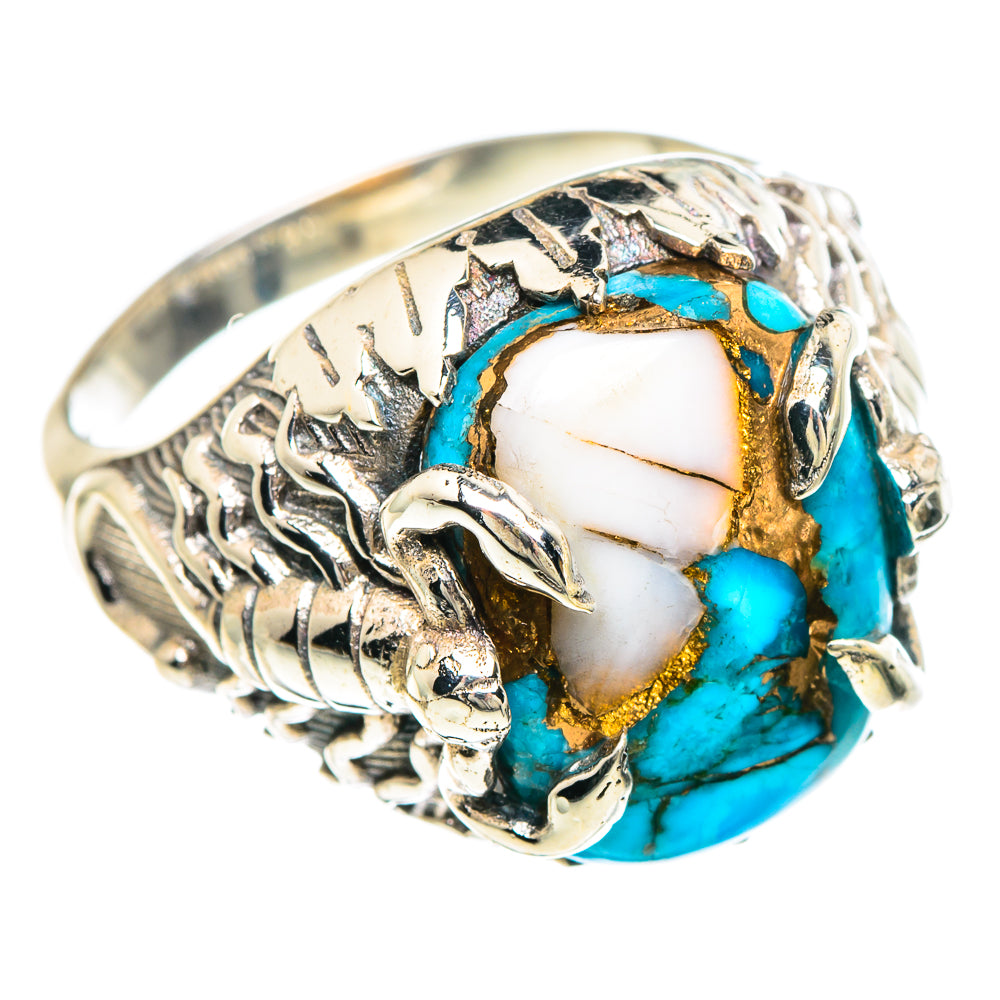 Blue Copper Composite Turquoise Rings handcrafted by Anasilvercos - RING90912