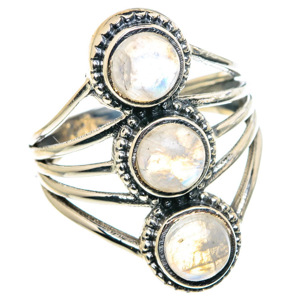 Rainbow Moonstone Rings handcrafted by Anasilvercos - RING90981