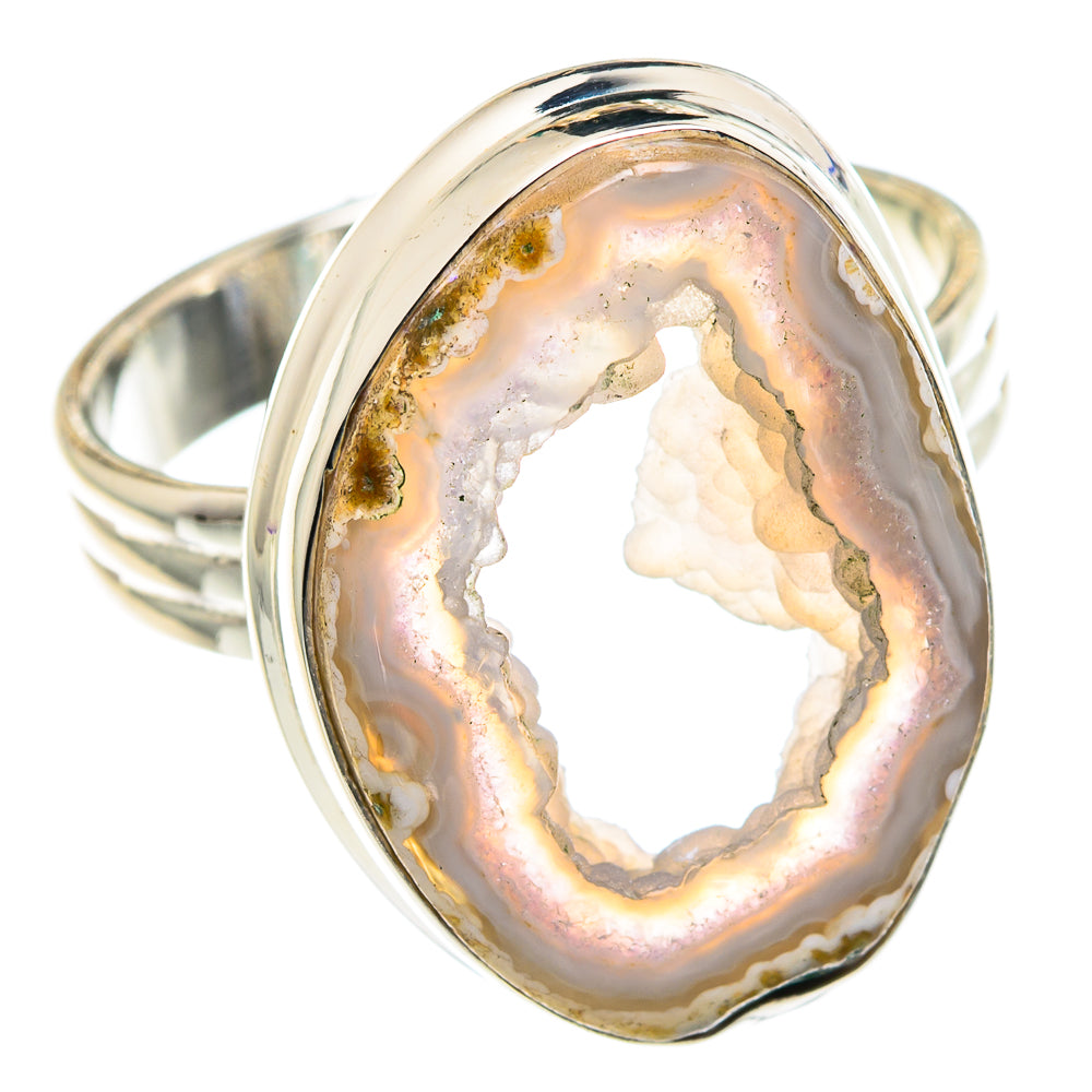White Geode Slice Rings handcrafted by Anasilvercos - RING91017