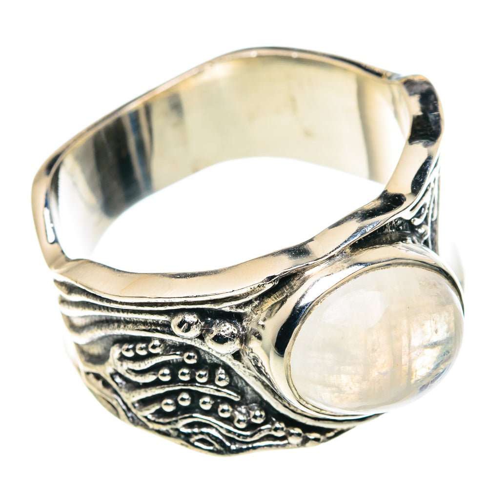 Rainbow Moonstone Rings handcrafted by Anasilvercos - RING91018