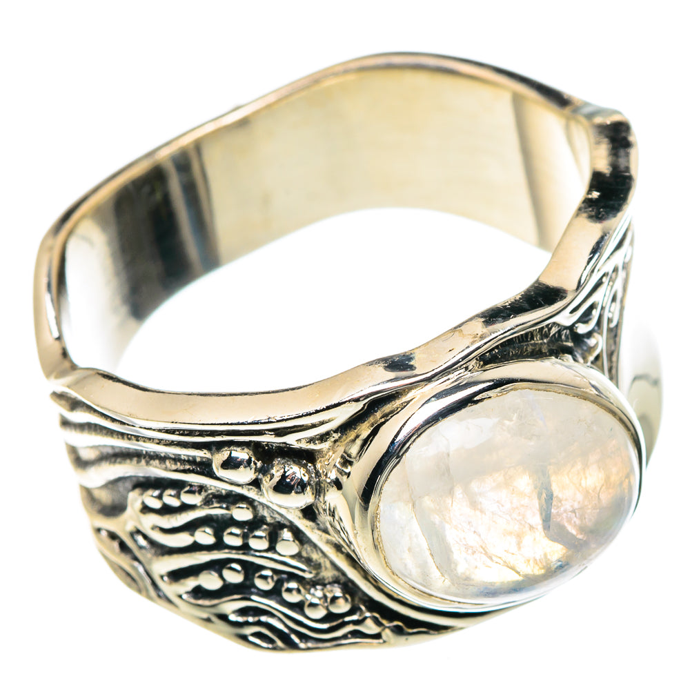 Rainbow Moonstone Rings handcrafted by Anasilvercos - RING91057