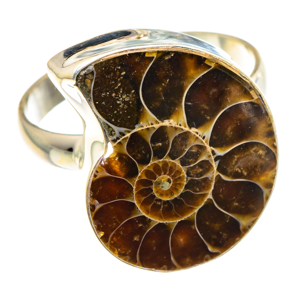 Ammonite Fossil Rings handcrafted by Anasilvercos - RING91115