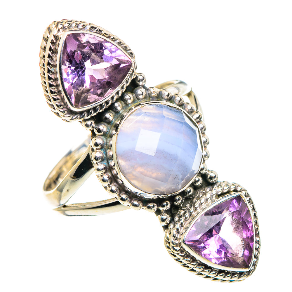 Blue Lace Agate Rings handcrafted by Anasilvercos - RING91130