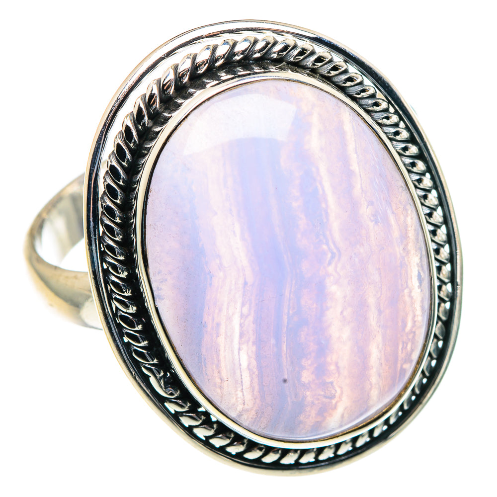 Blue Lace Agate Rings handcrafted by Anasilvercos - RING91140