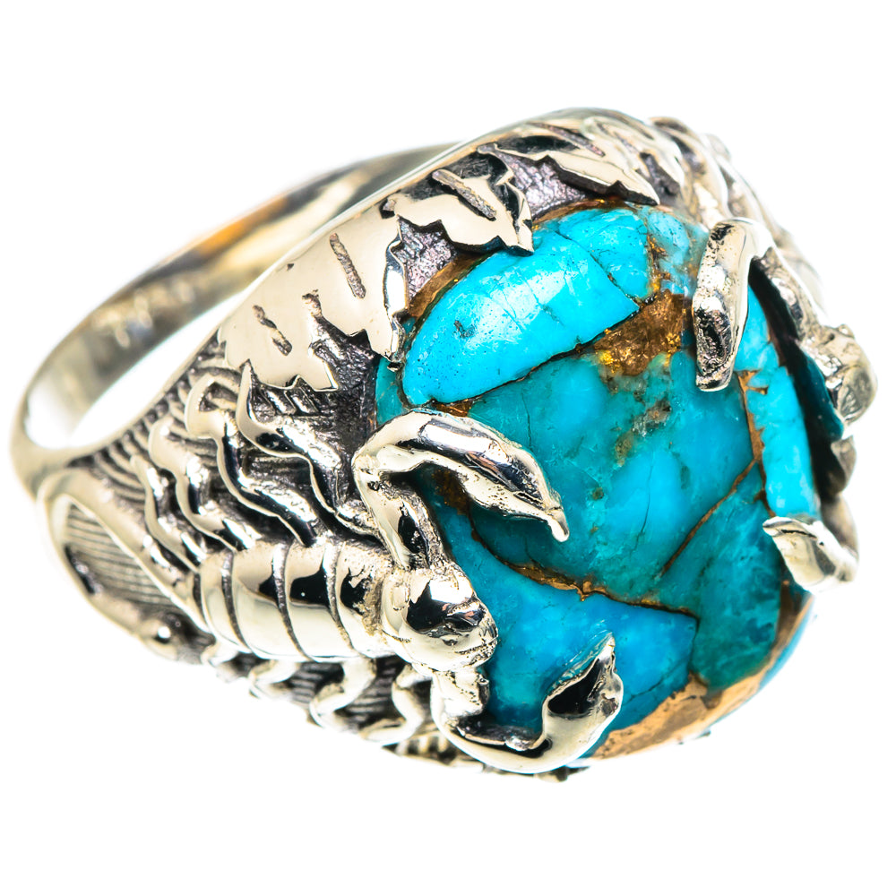 Blue Copper Composite Turquoise Rings handcrafted by Anasilvercos - RING91158