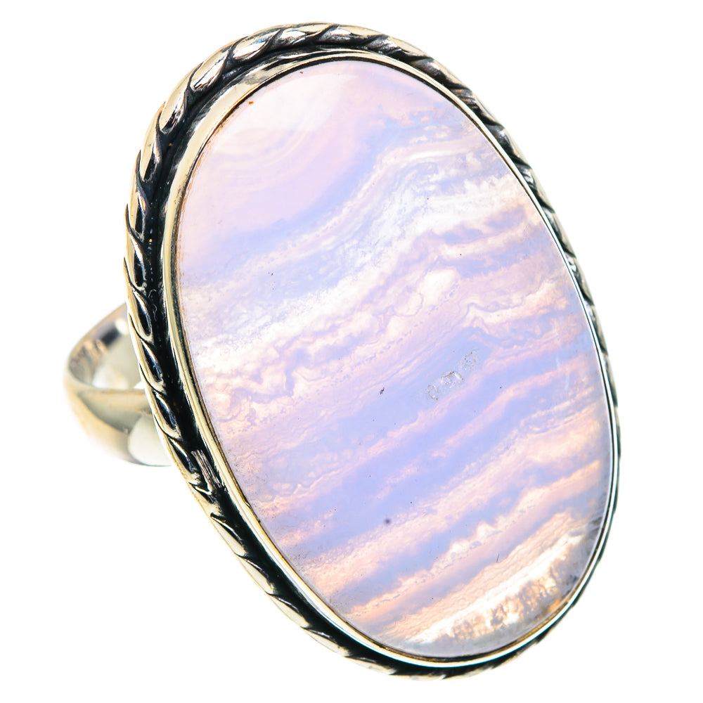 Blue Lace Agate Rings handcrafted by Anasilvercos - RING91190