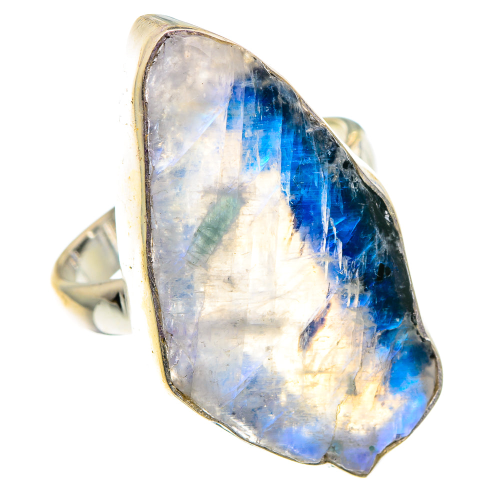 Rainbow Moonstone Rings handcrafted by Anasilvercos - RING91191