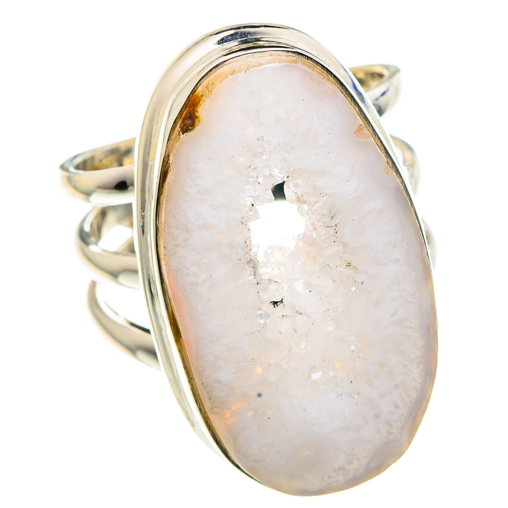 White Geode Slice Rings handcrafted by Anasilvercos - RING91193