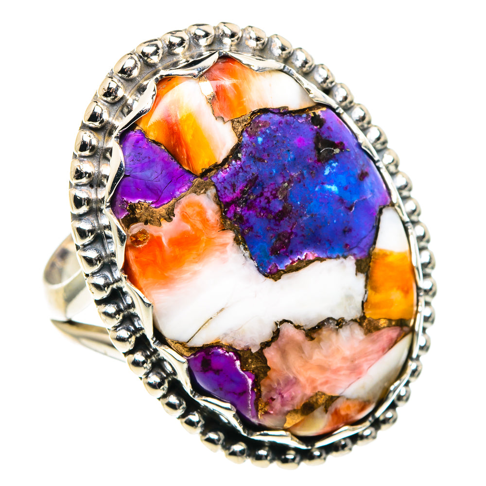 Kingman Pink Dahlia Turquoise Rings handcrafted by Anasilvercos - RING91194