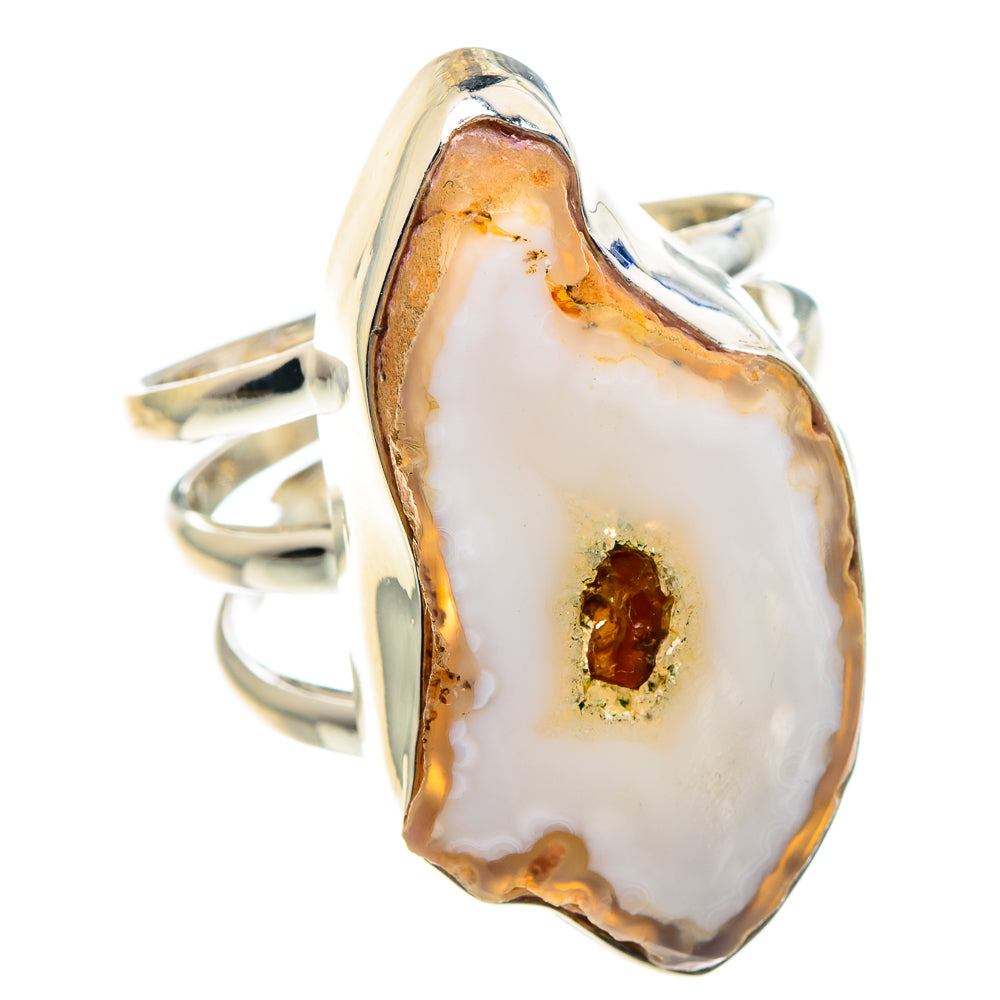 White Geode Slice Rings handcrafted by Anasilvercos - RING91238