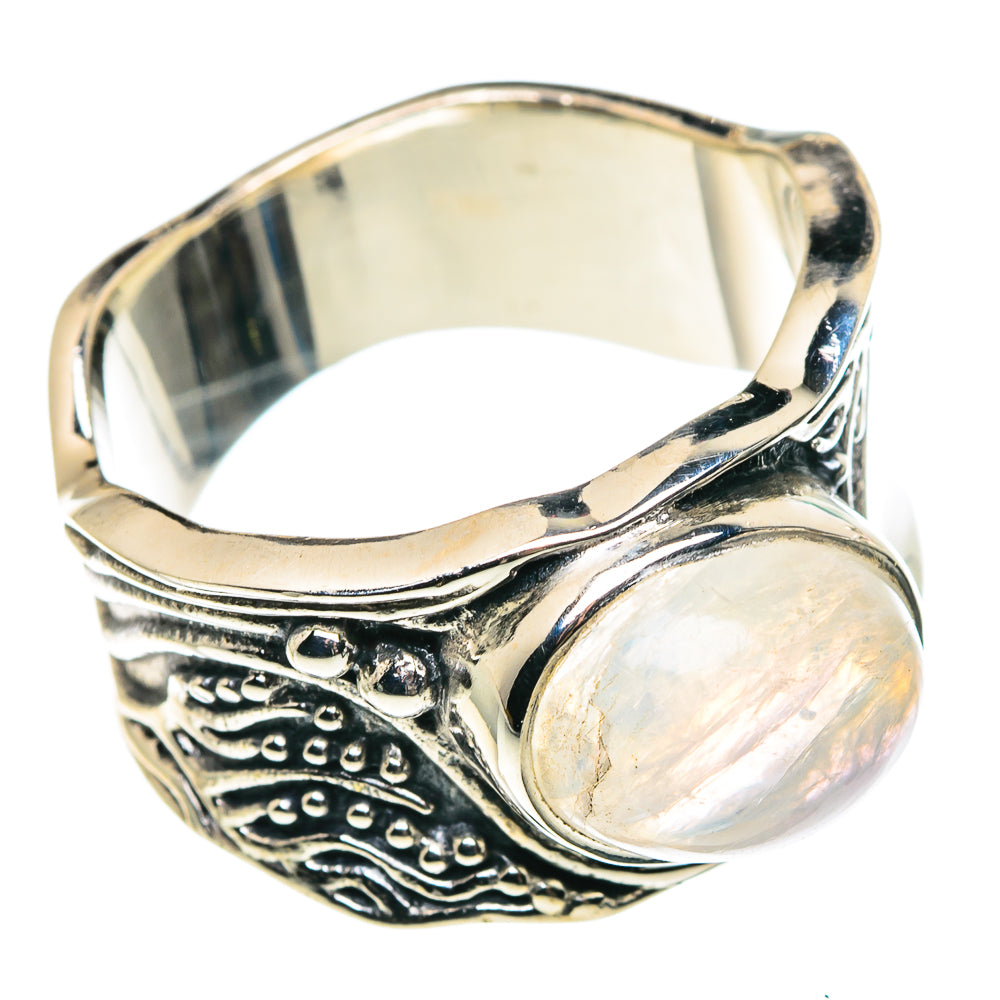 Rainbow Moonstone Rings handcrafted by Anasilvercos - RING91320
