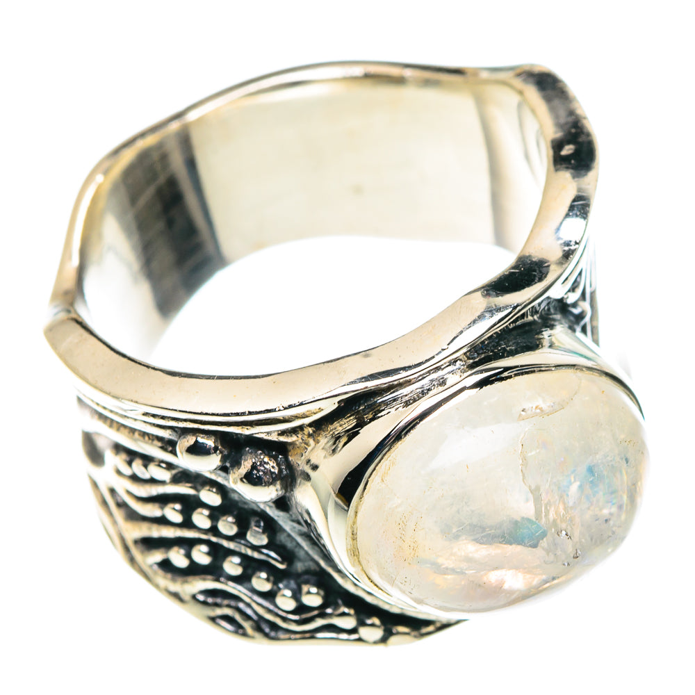 Rainbow Moonstone Rings handcrafted by Anasilvercos - RING91371