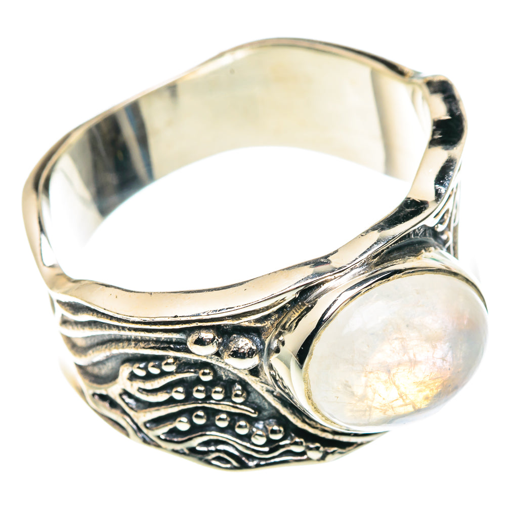 Rainbow Moonstone Rings handcrafted by Anasilvercos - RING91443