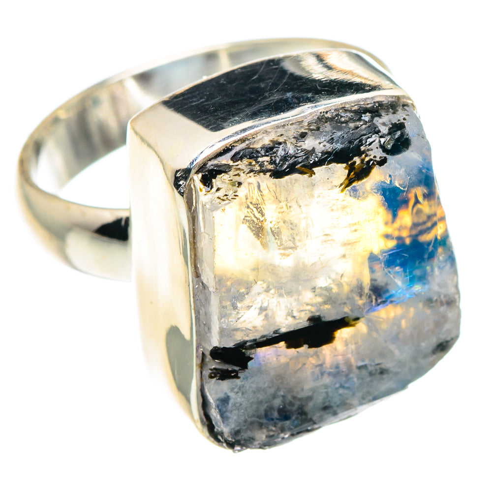 Rainbow Moonstone Rings handcrafted by Anasilvercos - RING91444