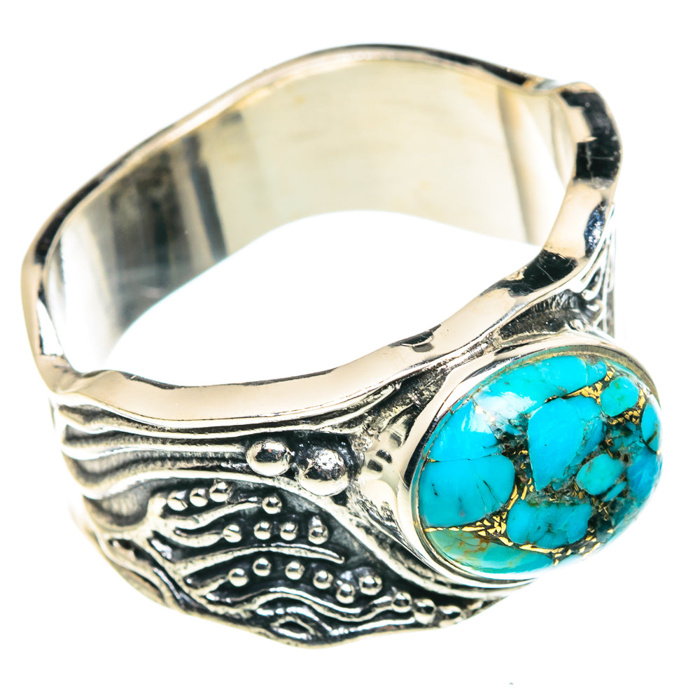 Blue Copper Composite Turquoise Rings handcrafted by Anasilvercos - RING91508