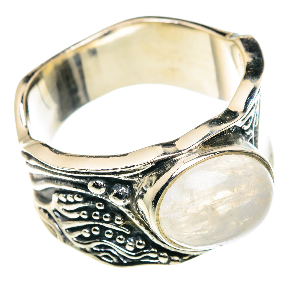 Rainbow Moonstone Rings handcrafted by Anasilvercos - RING91522