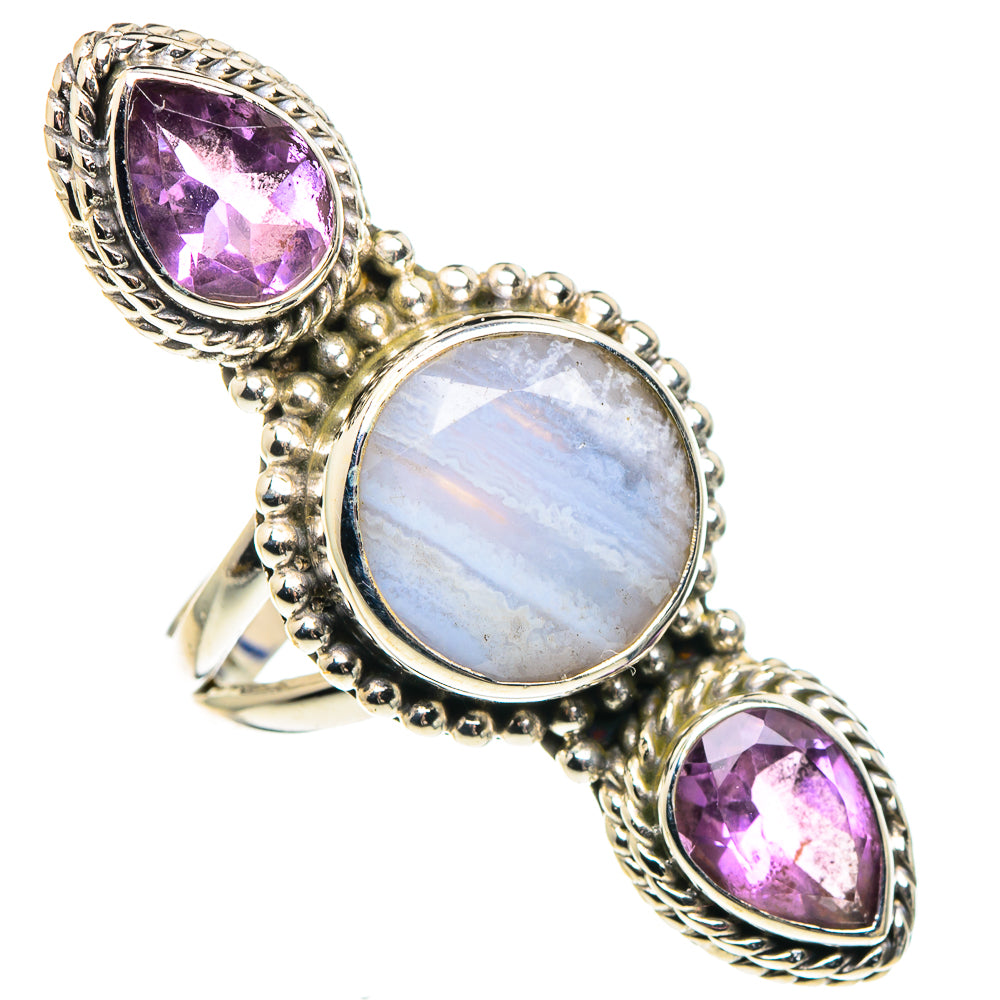 Blue Lace Agate Rings handcrafted by Anasilvercos - RING91596