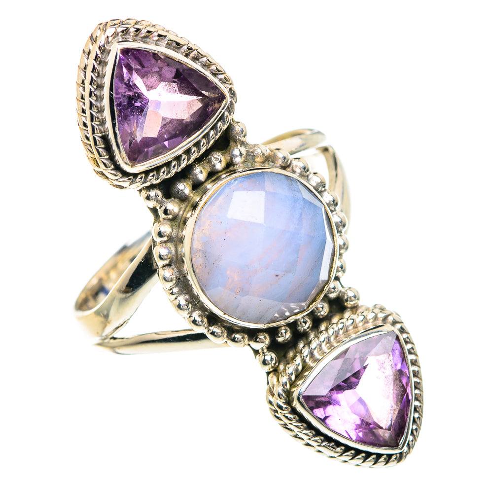 Blue Lace Agate Rings handcrafted by Anasilvercos - RING91633