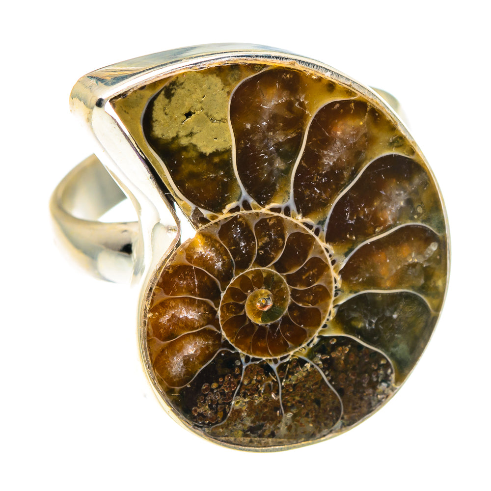 Ammonite Fossil Rings handcrafted by Anasilvercos - RING91665