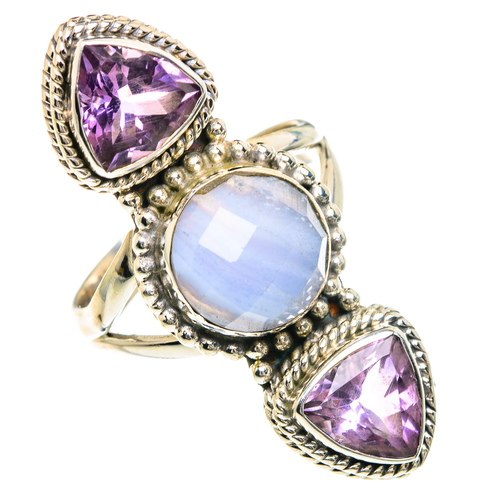 Blue Lace Agate Rings handcrafted by Anasilvercos - RING91677